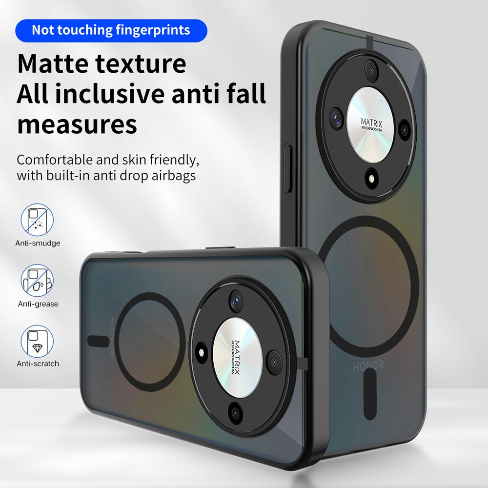 KEYSION Magnetische Handyhülle für HONOR X9d 5G Silikon+PC Matt Transluzent Klar Stoßfeste Rückabdeckung für Honor Magic 8 Lite 5G