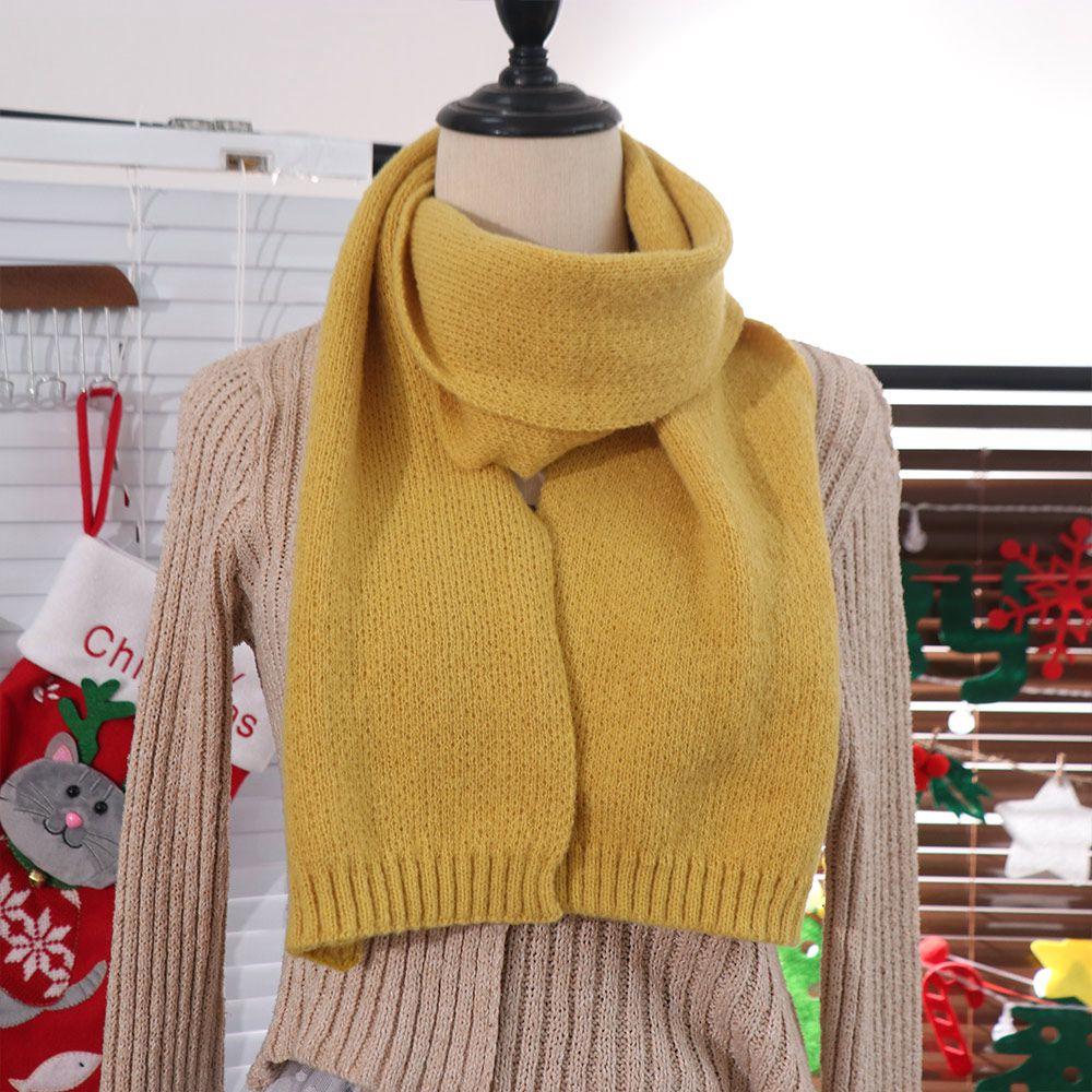 Long Solid Color Scarf Imitation Cashmere Wool Shawl Cute Knitted Scarves  Girl