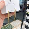 Korean Fashion Tassel Line Gold Color Stainless Steel Drop Dangle Earrings for Women Wedding Bride Party Jewelry Accessories