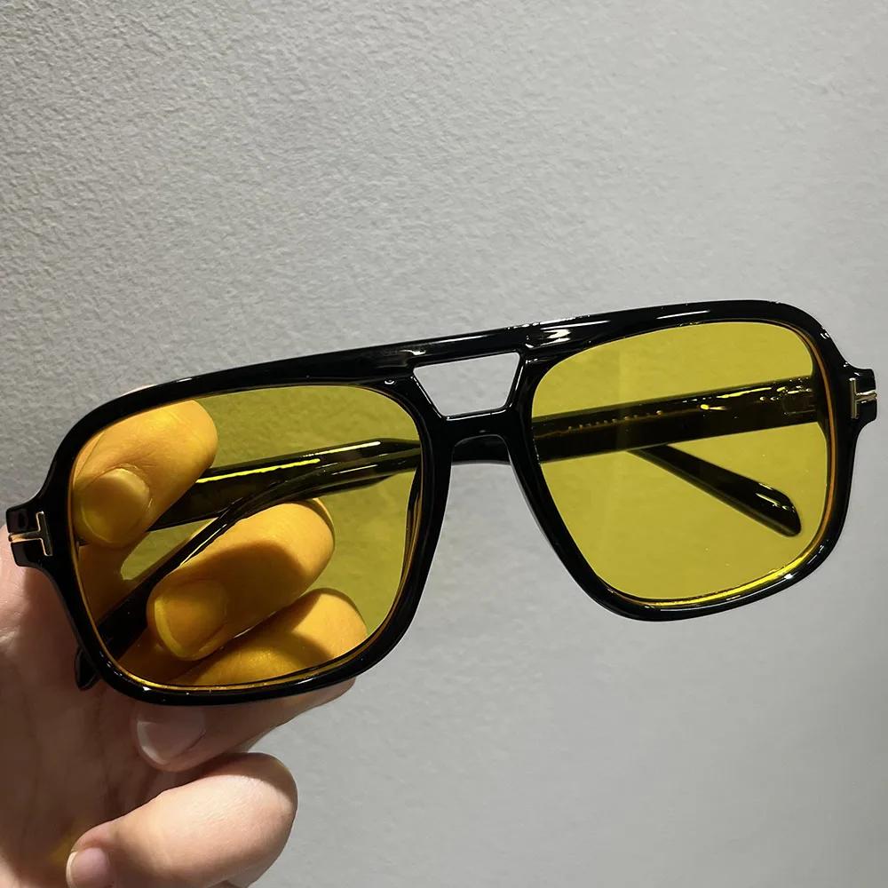 Vintage Classic Brand Designer Double Bridge Square Sunglasses Women For Men Male Luxury Sun Glasses Punk Big Frame Shades UV400