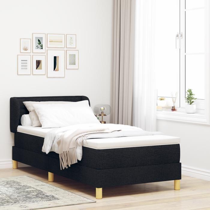 Lit Box Spring vidaXL avec Matelas Noir 100x200 cm Tissu 3340138