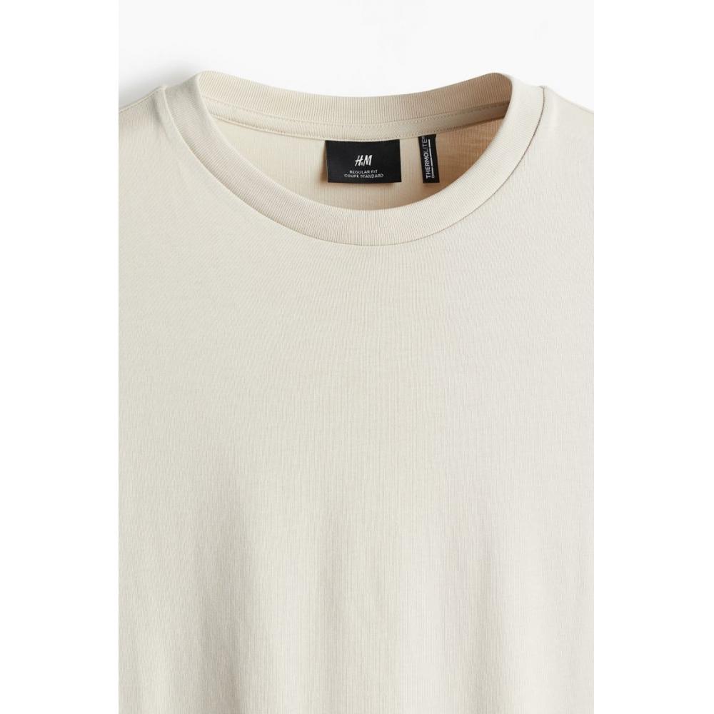 H M tHerMolite Jersey Regular Fit Top ligHt Beige