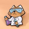 Cartoon Science Experiment Cat Brooch Animal Chemist Test Tube Fixed Needle Accessory Badge