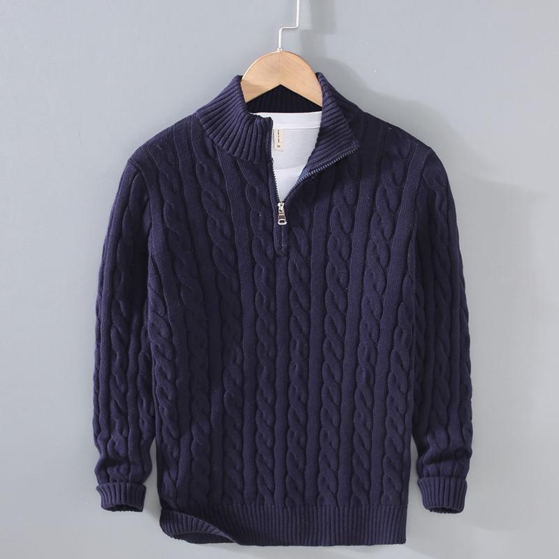 Men s Thick Knit High Neck Cable Sweater - Autumn Winter Collection XL