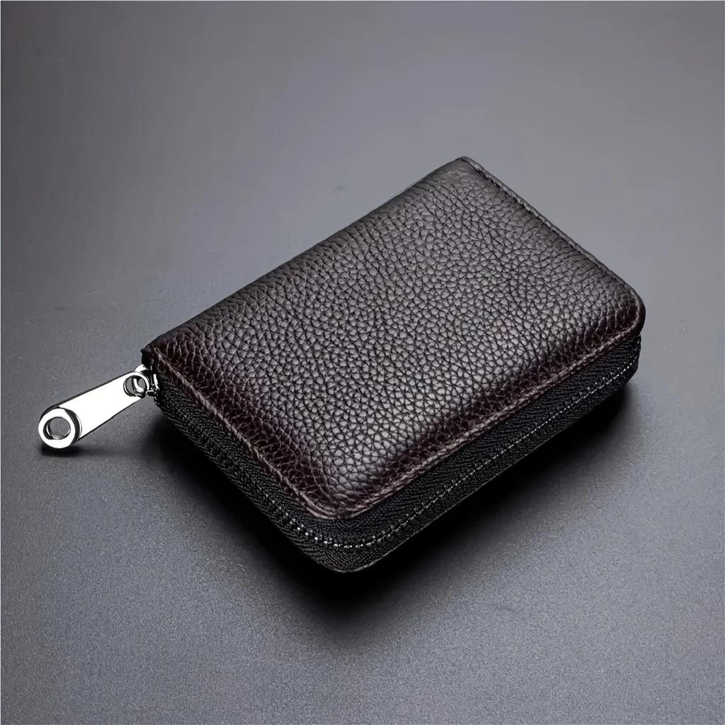 Unisex Minimalist RFID Blocking Card Holder Wallet With Zipper Coin Pocket Slim Credit Card Case For Men Women Small Purse