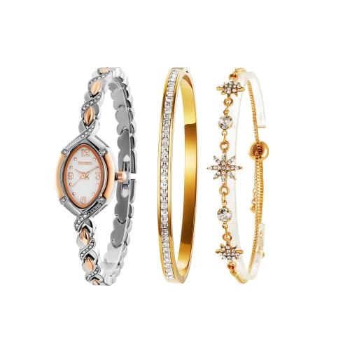 

Подарочный набор TIME100: Женские часы и браслет с японским механизмом Citizen, водонепроницаемость 30 м