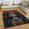 Totenkopf Totes Mädchen 3D Gothic Horror Weiblich Rose Teppich für Wohnzimmer Schlafzimmer Dekoration, Rutschfeste Dekoration für Sofa Fußmatte Geschenk
