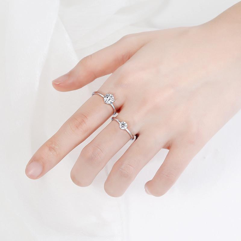 טבעת יהלום Arvaleff קלאסית שישה שיניים 1 קרט משובצת יהלומי מעבדה - טבעת אופנה יוקרתית קלה