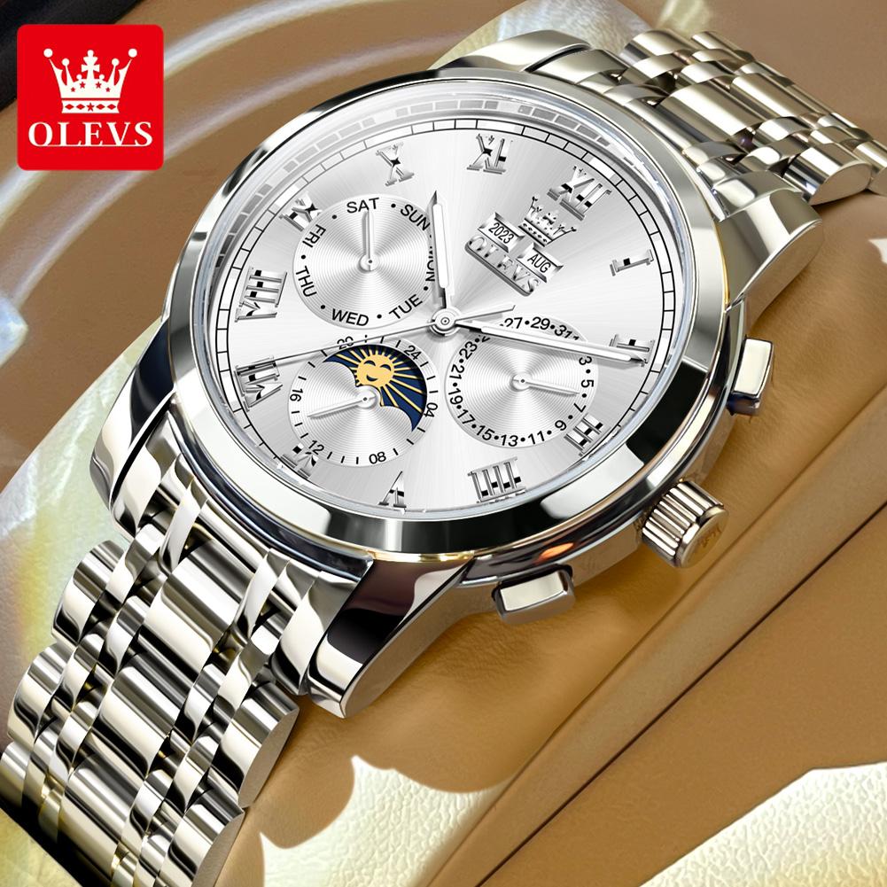OLEVS 6692 Bussiness Dress Automatic Mechanical Watch for Men Moon Phase Waterproof Calendar Men's Wristwatch Luxury