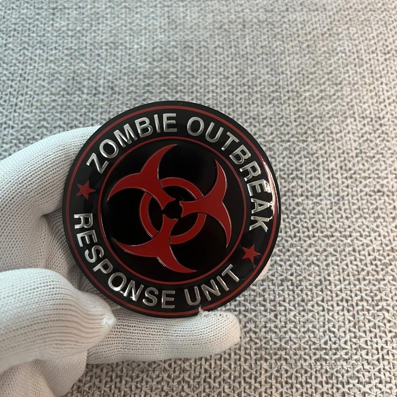 1pc Metal Badge Biohazard Aluminum Car Emblem Durable Vehicle Modification Accessory Enhances Aesthetics Compatible with Various Car Models Stylish