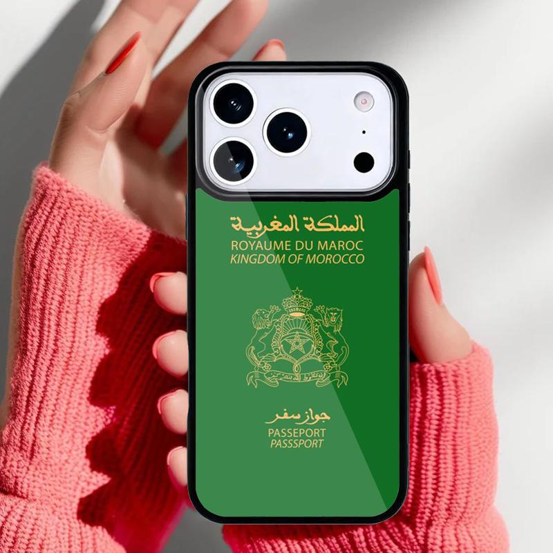 Morocco Flag Passport Phone Case for iPhone 17 Air 16e 15 14 13 Pro Max Back Cover for 12 11 Pro Coque