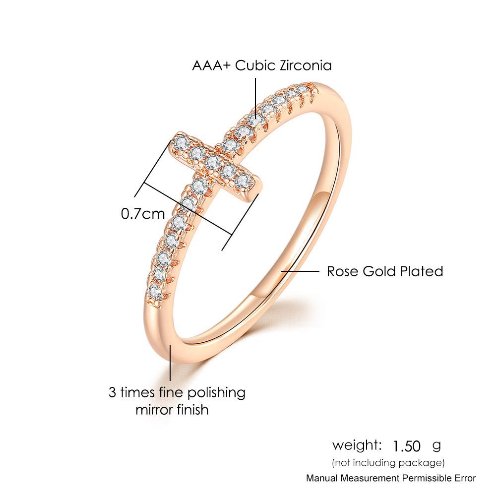 Cross Ring for Women Korean Fashion Micro-inlaid Zircon Dainty Rings Rose Gold Color Crystal Finger Accessories Jewelry R715