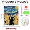 DIY Starry Night Cat Pearl Art Painting for Adults/Beginners Gift Home Decor Pearl Gem Paintings Picture Arts Craft 30x40cm Without Frame