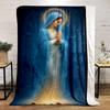 Holy Figure in Blue with Starry BackgroundFlannel blanket for bedroom, living room, sofa, and nap