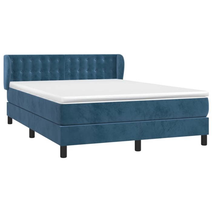 Maison Exclusive - Sommier à lattes de lit et matelas Bleu foncé 140x200cm Velours