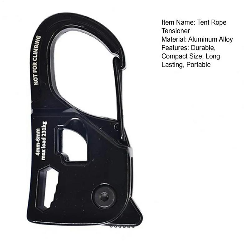 Camping Tent Rope Tightener Outdoor Aluminum Alloy Tensioner Portable Paracord Accessories Rust-Proof Rope Tightener for Travel