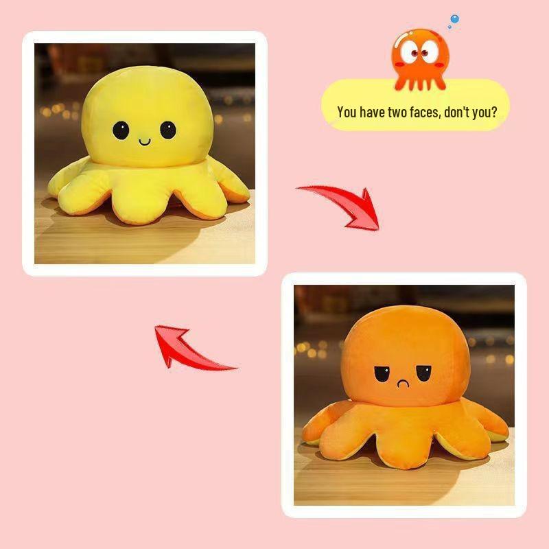 Reversible Cute Octopus Plush Toy - Expression Pillow & Birthday Gift for Girls