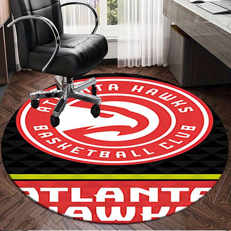 1PC Atlanta Basketball Round Rug, Non-slip Chair Mat, Home Decor, Circle Carpet Perfect for Office, Bedroom, Living Room,Christmas gift