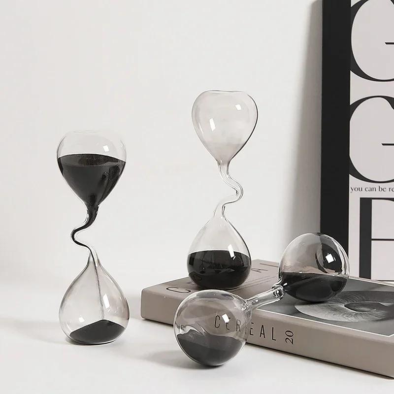 1pc Minimalist Interior Dining Table Decoration with Black Modern Style Curved Design and Hourglass Glass Craftsmanship