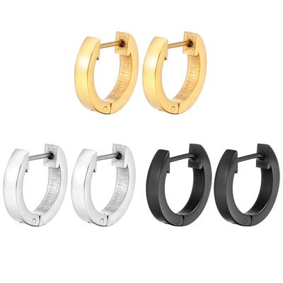 Geometric Stainless Steel Round Ear Buckle Real Gold Electroplated 18K Trend Titanium Steel Earrings