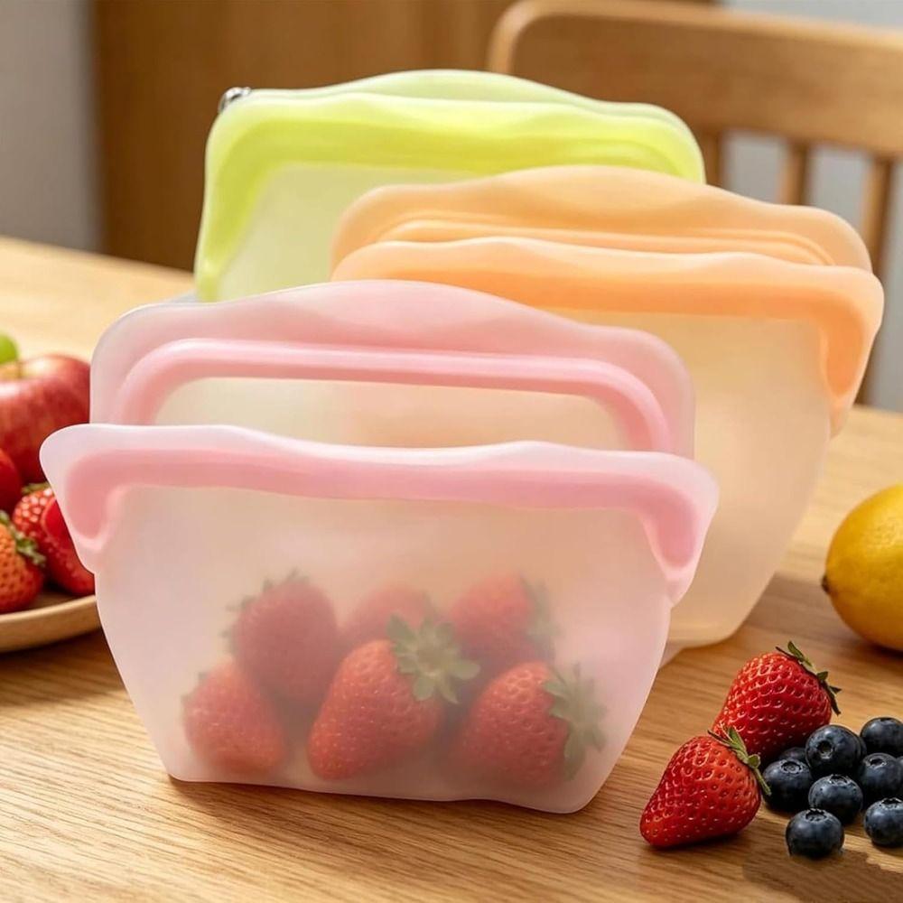 High Temperature Resistance Silicone Fresh-keeping Bag Upright Freezer Bags Freezer Microwave Safe