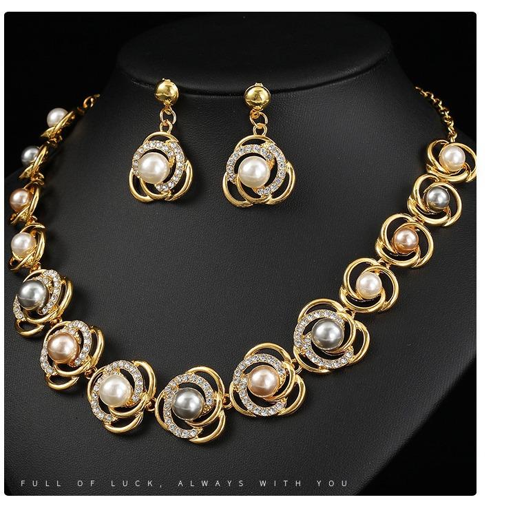 Pearl Necklace Set Bridal Accessories Dress Dinner Versatile Alloy Plating