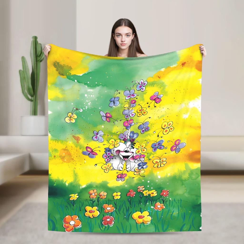 Funny Cartoon D-Diddls Knitted Blankets Coral Fleece Plush Diddl Warm Throw Blankets for Bedroom Sofa Bed Rug