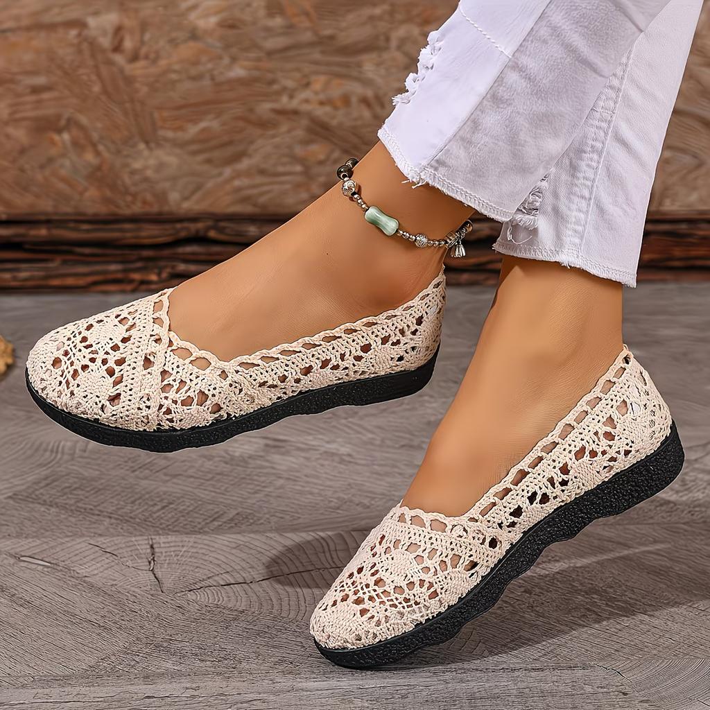 Ein Paar lässige, stylische, atmungsaktive Slip-On-Schuhe für Damen - Mesh-Schuhe für Damen mit Stoffdesign, Damenschuhe