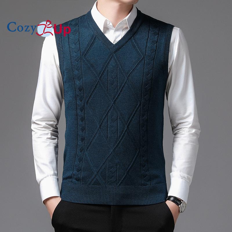 Cozy Up Men's V Neck Sweater Vest Cable Knitted Pullover Sweaters Vest