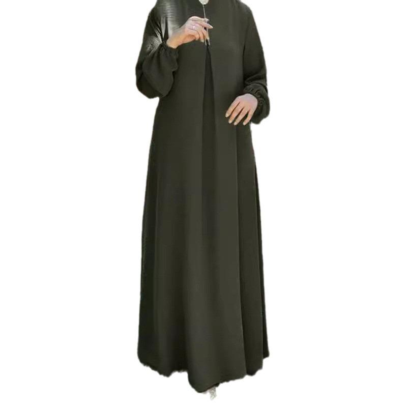 2024 Einfarbiges Langarm-Lockeres Kleid - Nahöstlicher Muslimischer Stil