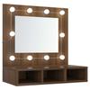 Vidaxl Cabinet With Mirror And LED Lighting, Brown Oak, 60X31.5X62 Cm