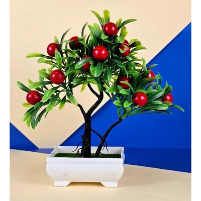 1 gab. Mākslīgs ķiršu bonsai zieds ar podu, Mākslīgu ziedu dekorācija mājai, balkonam, restorāniem-kafejnīcām (Iepakojumā 1) (Zaļš)