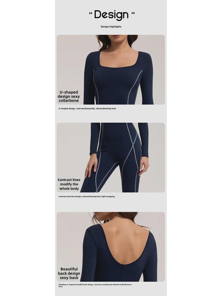 Salopetă de yoga din catifea subțire cu uscare rapidă: Haine Fitness cu Mânecă Lungă Stil European & American