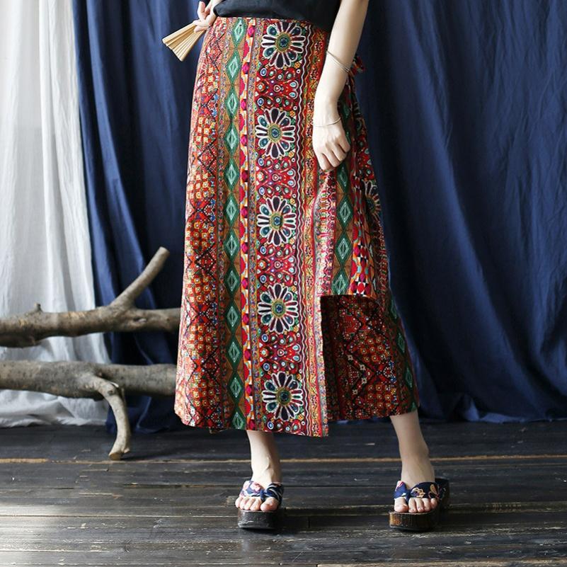 Women's Retro Literary and Artistic Old Washed Loose Summer Skirt One-piece Women's Skirt
