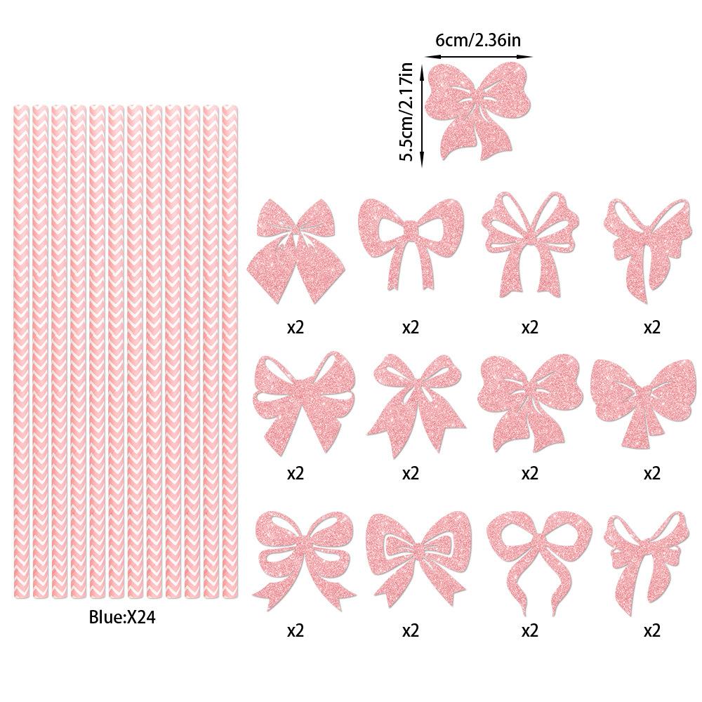 Birthday Party Decoration, Creative Bow, Beverage Decoration, Disposable Paper Straws, Party Decoration Supplies