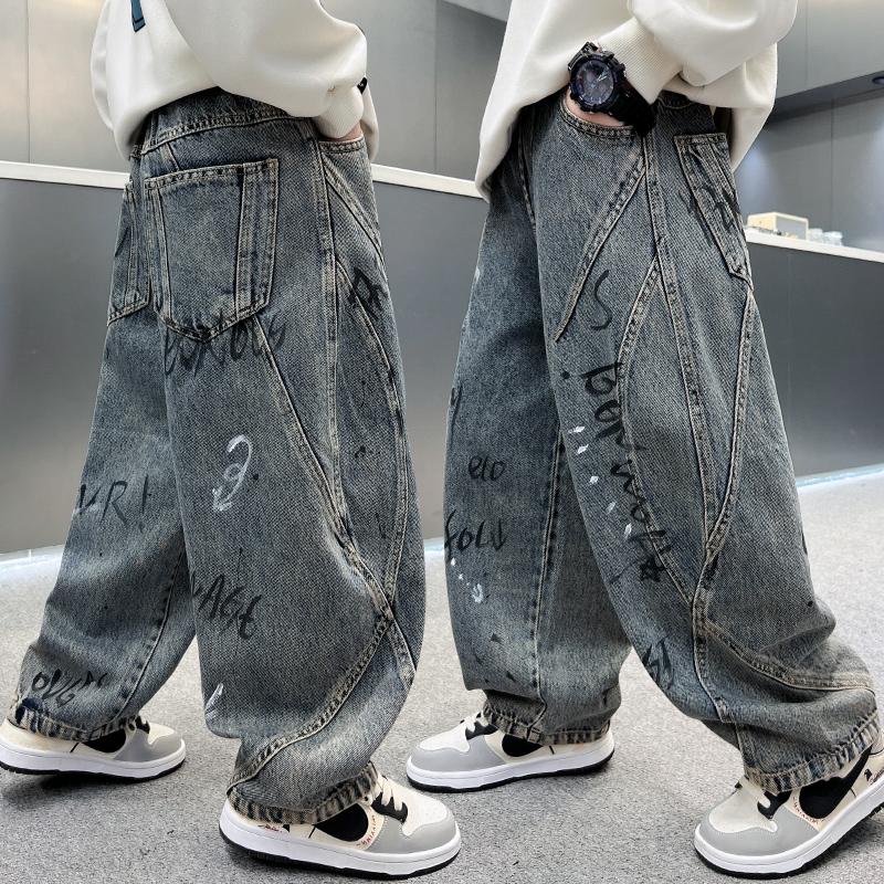 Children's Clothing Boys' Pants 2026 New Denim Spring Boys' Spring and Autumn Styles Mid To Large Children's Casual Pants Trend