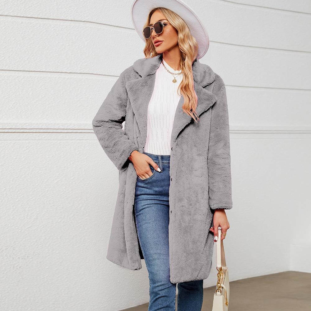 Зимняя женская шуба из искусственного меха норки, женская длинная верхняя одежда от известного бренда, куртка большого размера, роскошный уличный стиль, большой меховой воротник, куртка из искусственного меха лисы, жилет, пальто L серый