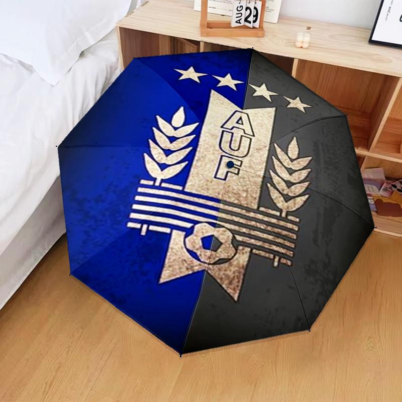 1PC Uruguay National Football Printed Umbrella Folding Umbrella, Automatic Umbrella 8-Frame for Travel, Camping Fan Gifts Christmas Gifts