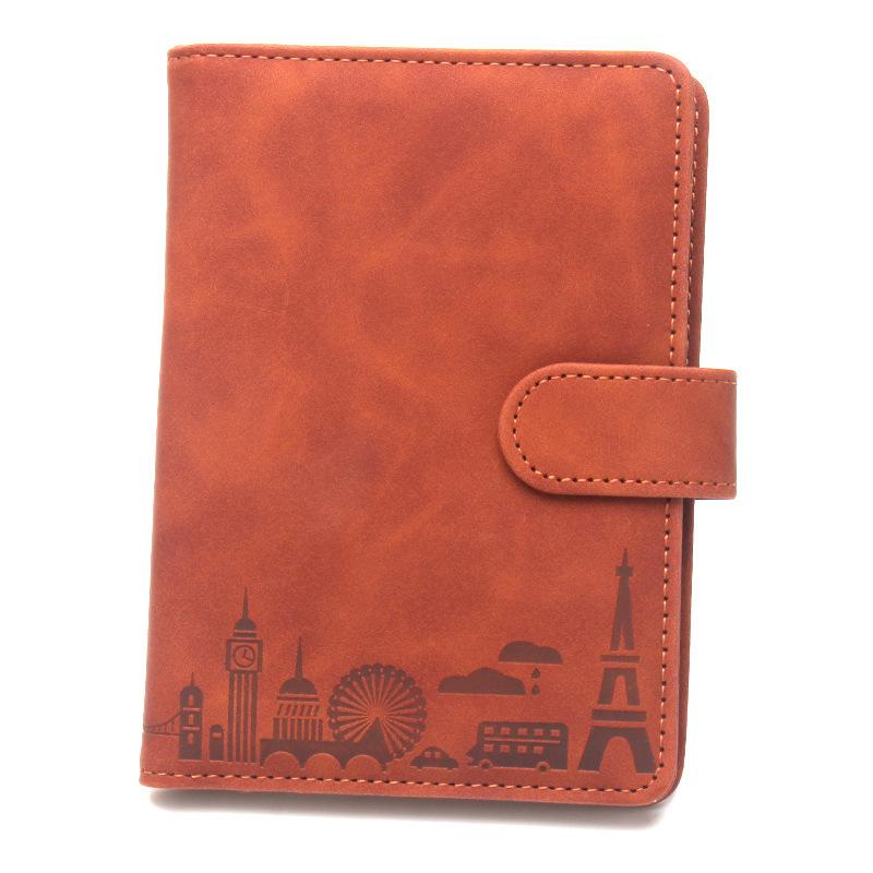 Iron Tower RFID Passport Holder with Magnetic Buckle Air Ticket Holder Passport Cover Anti-magnetic Travel Passport Organizer