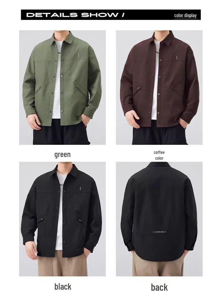 2025 Autumn Men's Japanese Retro Workwear Jacket: Casual Trendy Lapel Outerwear with High-End Feel