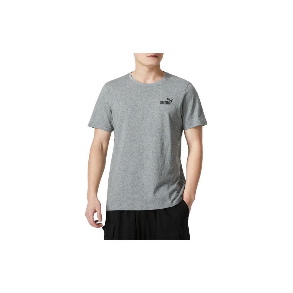 Puma Logo Print American Retro Outdoor Casual Loose Sports Round Neck Short Sleeve T-Shirt SS24 Men Tops Gray 845925-03
