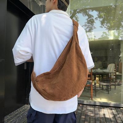 Lightweight Corduroy Bag Women's Solid Color Shoulder Bag Men Travel Crossbody Bag