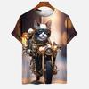 T-shirt Unisex Cat Pattern T-shirt Short Sleeved 3D Animal Print Top Summer T-shirt Outdoor Clothing Loose Men's Plus Size 6XL