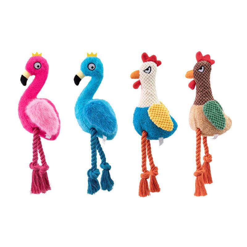 2026 New Stuffed Plush Squeaky Flamingo Cute Luxury Durable Interactive Pet Dog & Cat Chew Toys синий