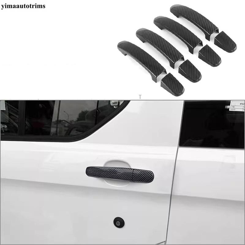 For Ford TRANSIT  2024 2025 Car Rear Door Bowl  / Rearview Mirror Cap Case / Door Handle Cover Trim Carbon Fiber Accessories