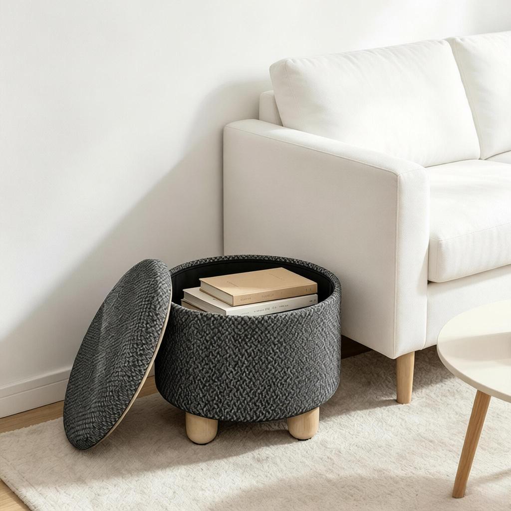 Round Footstool, Practical Storage Stool, Shoe Stool, Step Stool (Only with Shoe Stool)