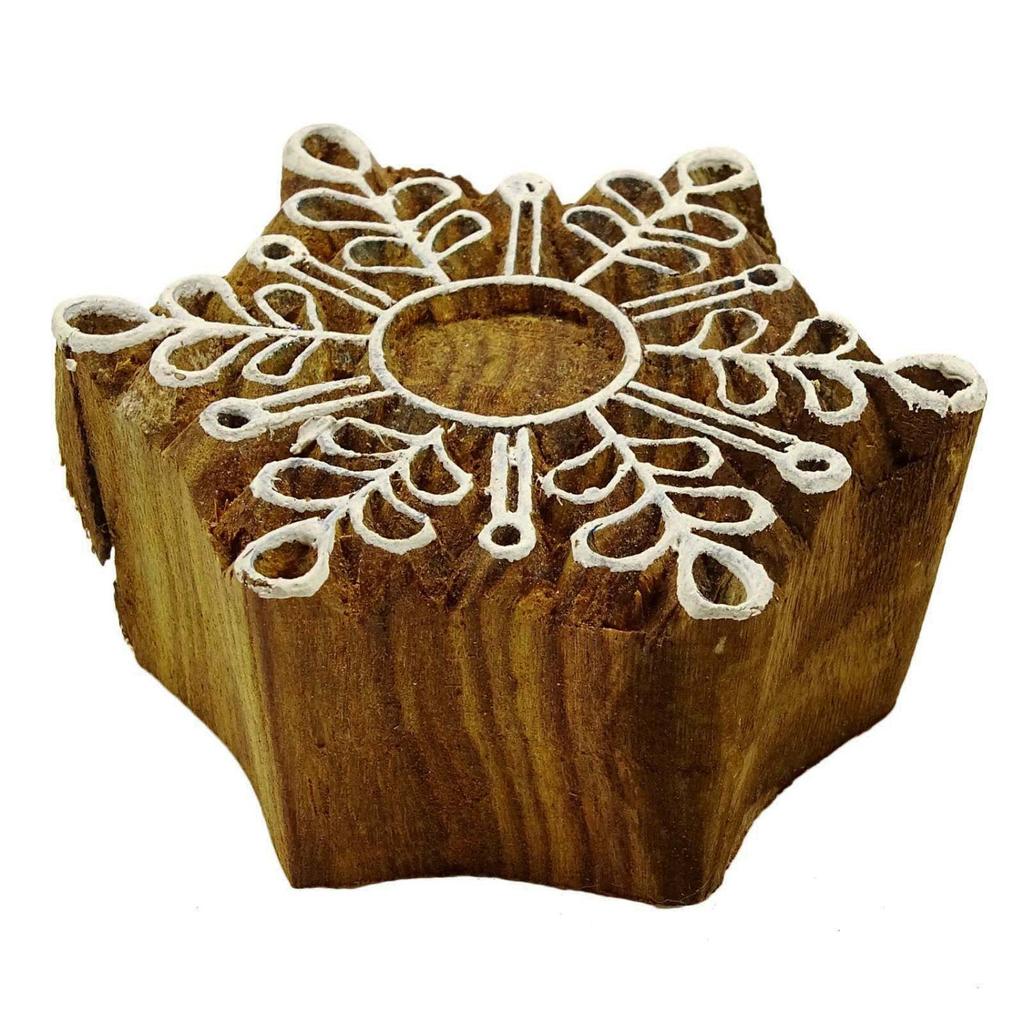 Wooden Stamp Indian Brown Textile Stamps Wood Printing Block Decorative