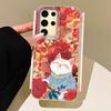 Korean Cute White Cat Vortex Pattern Girls Phone Case for Samsung Galaxy S25 Edge S24 S23 S22 S21 S20 FE Plus Ultra Bags Cover