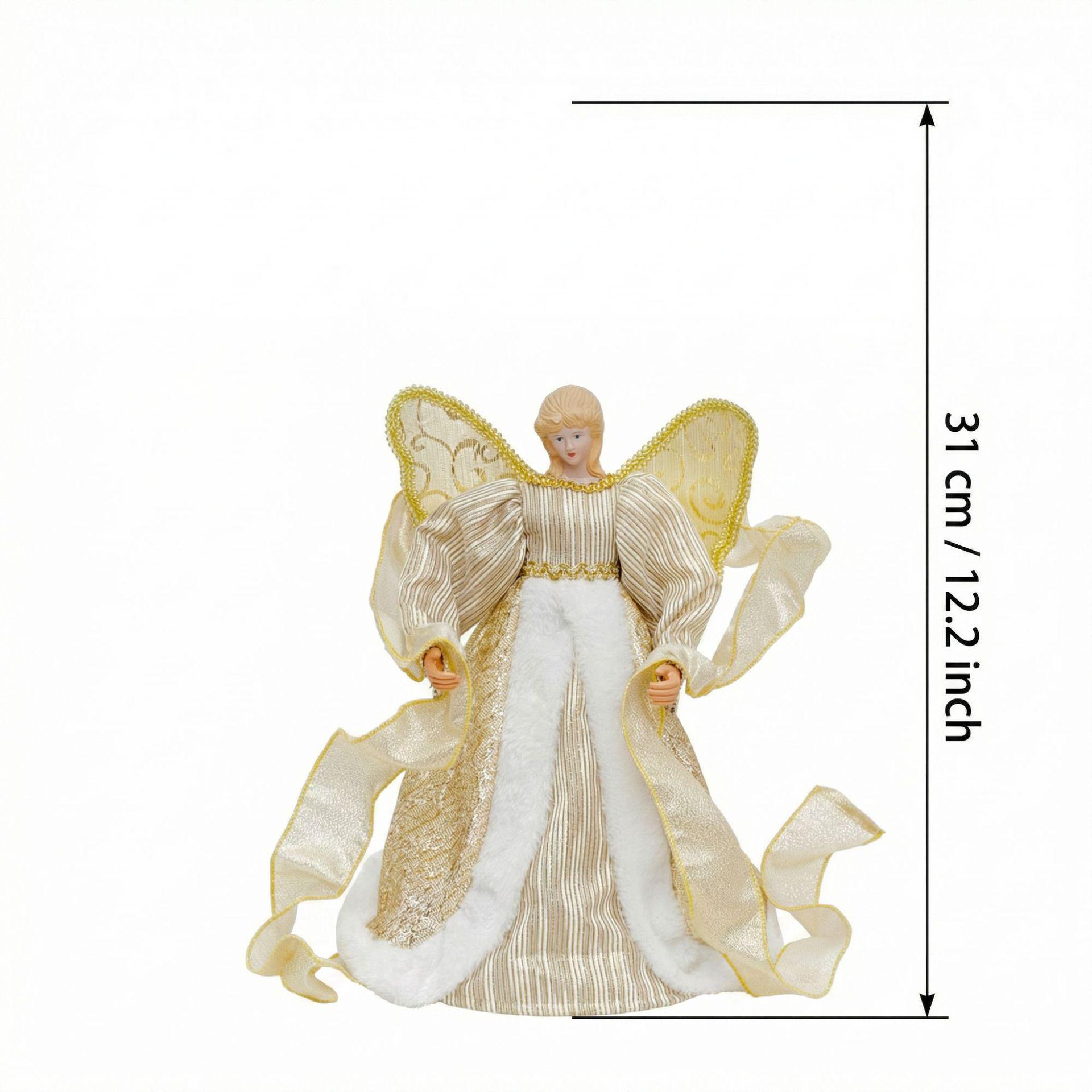 Retro Angel Christmas Tree Topper Star Ornament - Large Flocked Decoration