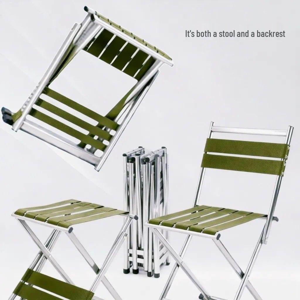 Extra Thick Folding Stool with Backrest for Outdoor Camping and Fishing